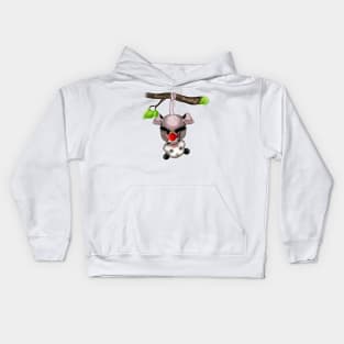 Cute possum eats strawberry Kids Hoodie